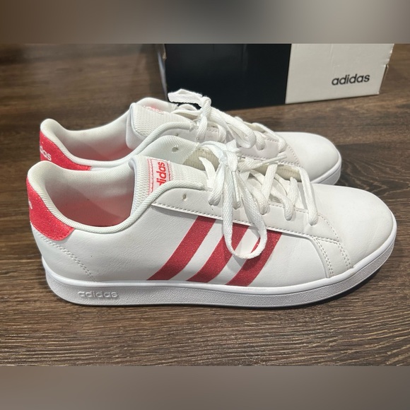 Adidas Glitter Pink and White Grand Court Sneakers - Picture 3 of 9